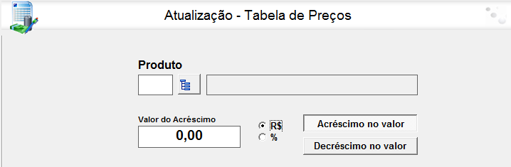 Atualizar Tabela de Preço