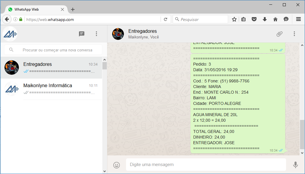 Enviar mensagem para entregador WhatsApp Web Enviar mensagem para entregador WhatsApp Web